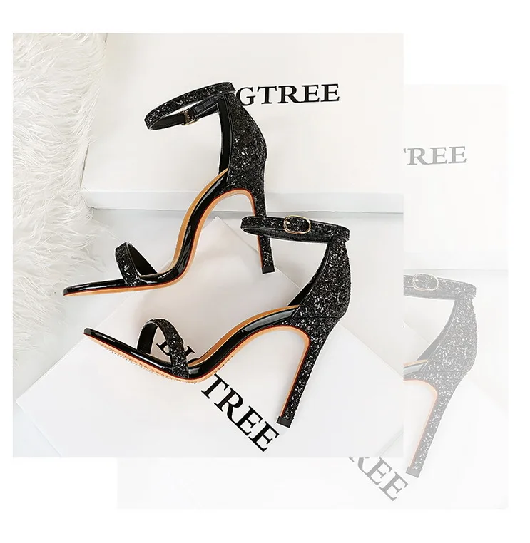 Shoes Sexy High Heels Women Pumps Sparkle Sequins Stiletto Heels 10 Cm Party Shoes Women Heels Summer Women Sandals New