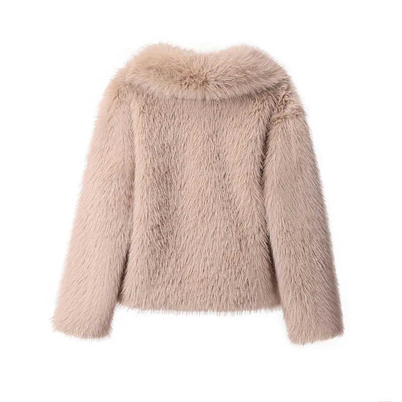Chic Ins Blogger Brand Fashion Fake Fox Fur Jacket Coat Women Winter Luxury Design Big Collar Fur Coats Cool Girls Overcoat