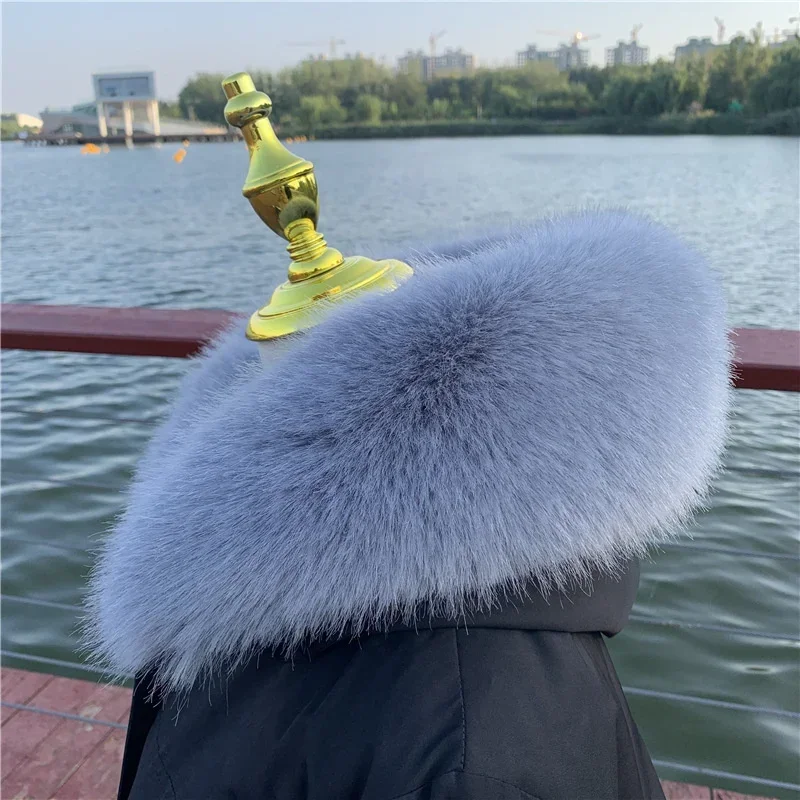 New Faux Fox Fur Collar Winter Women Fake Fur Scarf Shawls for Coat Warmer Decor Furry Hood Trims Parkas Jacket Fur Scarves
