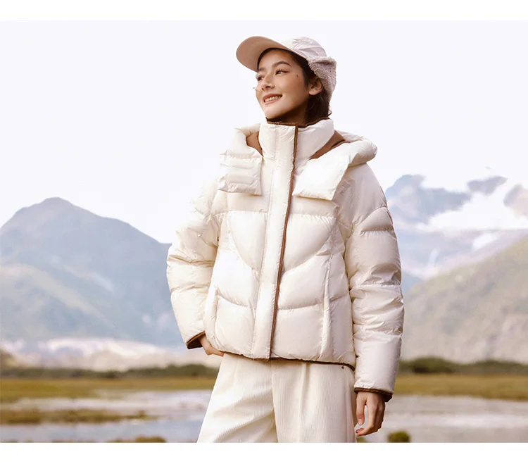 Down Jacket Women Loose Contrasting Colors New Winter Hooded Puffer Jacket Trendy Personality Fashionable