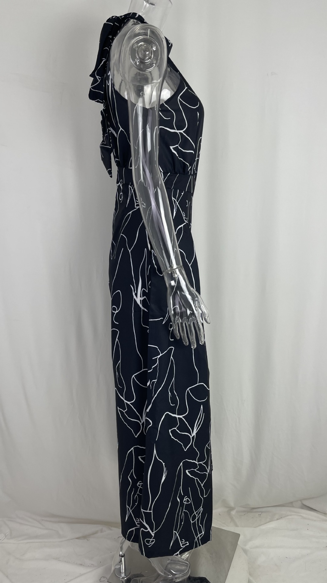 Summer Women Clothing Elegant High Waist Lace up Sleeveless Halter Trousers Jumpsuit