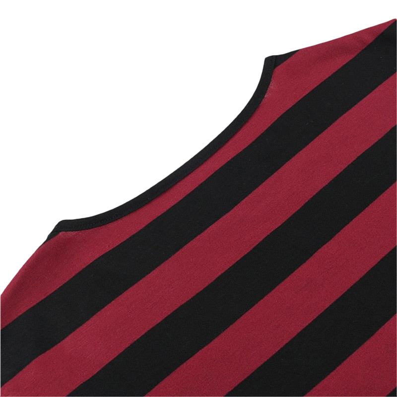 Cyber Punk y2k Top 2000s Women Striped Round Neck Long Sleeve T Shirt with Hole Gothic Clothes E Girl Tees Streetwear