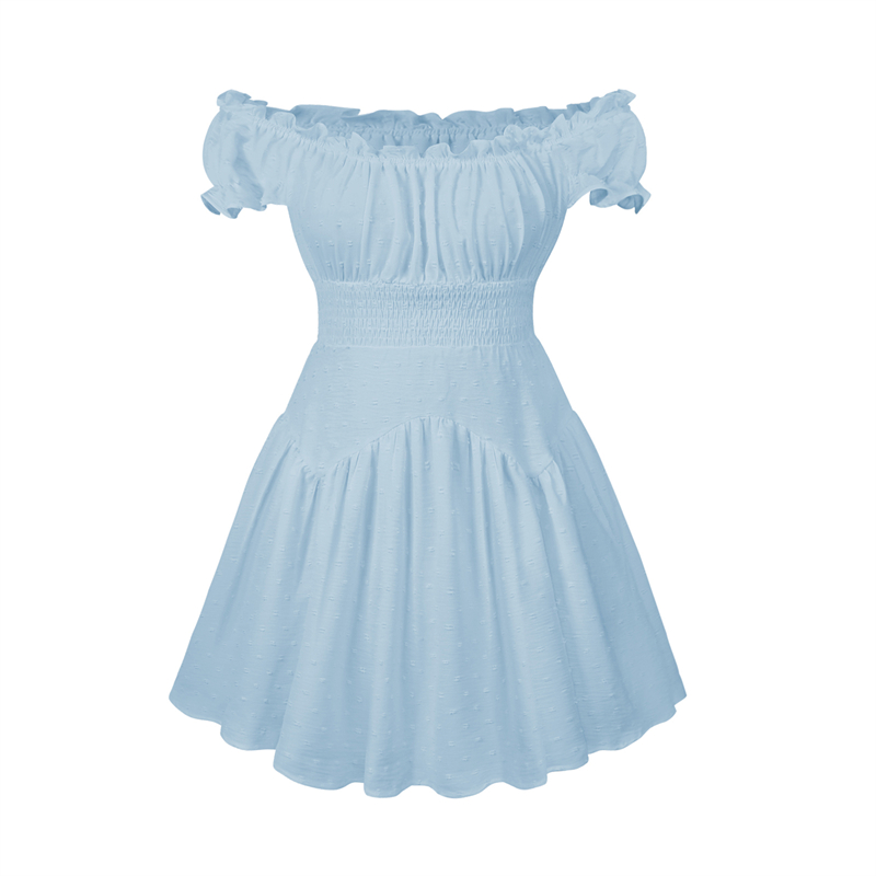 Swiss Dot Dress Women Summer Clothes Off Shoulder Short Sleeve High Waist Mini Dress Elegant Ladies Dresses Clubwear