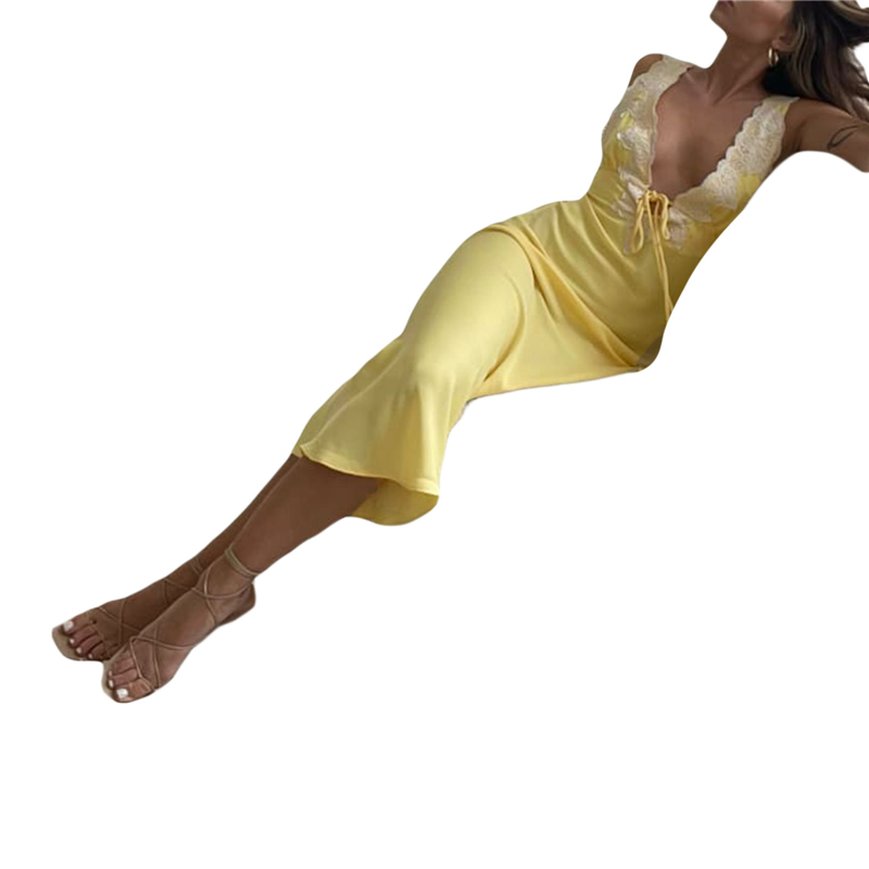 Lace Trim Dress for Women Floral Print V Neck Sleeveless Bodycon Dress Sexy Backless Cocktail Party Dresses y2k Clothes