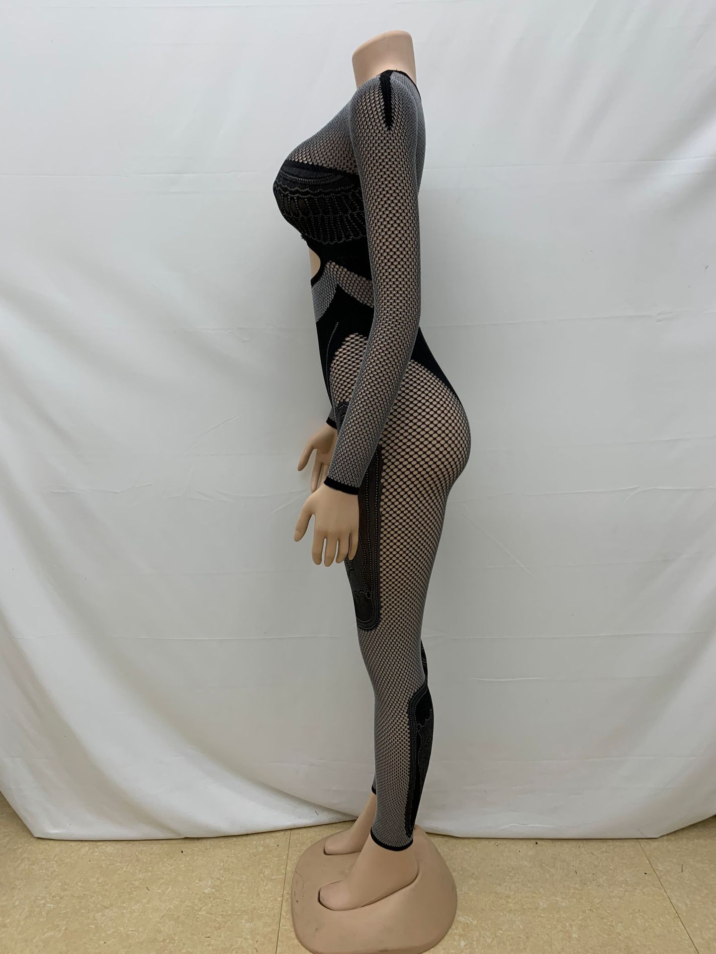 Women Clothing Solid Color Tight Rhinestone Slim Fit Long Sleeved Trousers Contrast Color One Piece Trousers