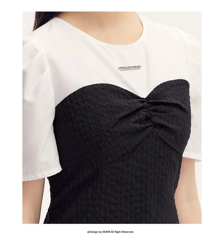 Color Block Little Black Dress Women Elegant And Commute Summer New Gentle Texture Playful Mermaid Hem Short Skirt