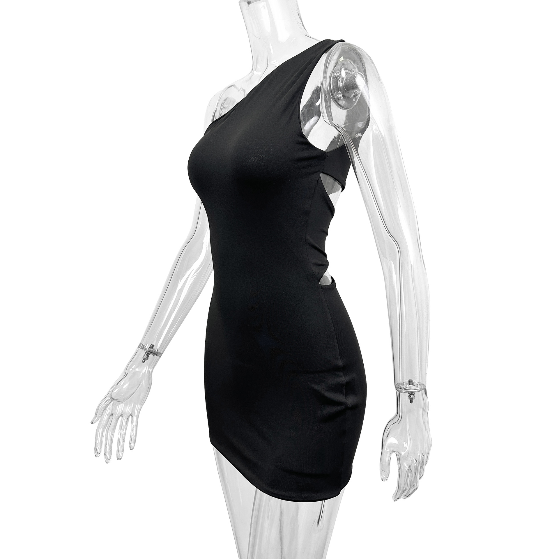 Arrival One Shoulder Sleeveless Dress Autumn Sexy Oblique Shoulder Hollow Out Cutout Sheath Dress