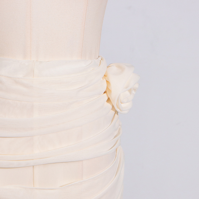 Autumn Pleating Three Dimensional Floral Top Sheath Skirt Two Piece Sets Women