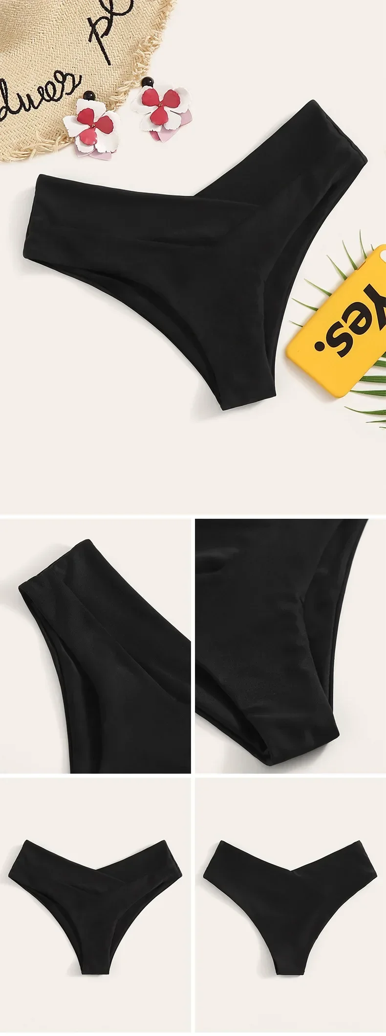 Fashion Women Solid Bikini Thong Underwear Swimsuit Swimwear Trunks Women Bikini Swim Thong Bottoms V Swimwears