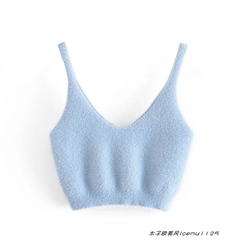 Women's 3-piece Set Korea Style White Cardigan Furry Single-breasted Button Tank Top Knitted Sweater Jumper Shorts Pants Set