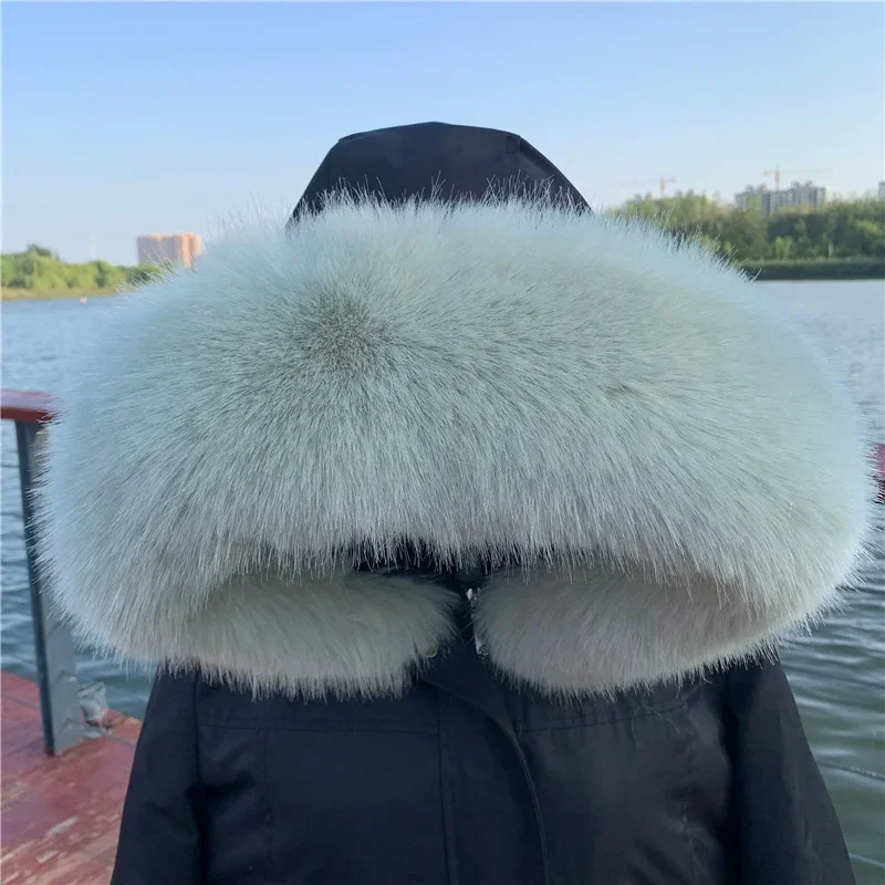 New Faux Fox Fur Collar Winter Women Fake Fur Scarf Shawls for Coat Warmer Decor Furry Hood Trims Parkas Jacket Fur Scarves