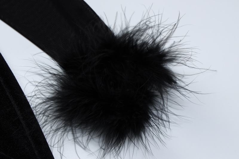 Winter Women Clothing Plush Mesh Stitching Sexy Night Club Hollow Out Cutout Maxi Dress Slim Dress