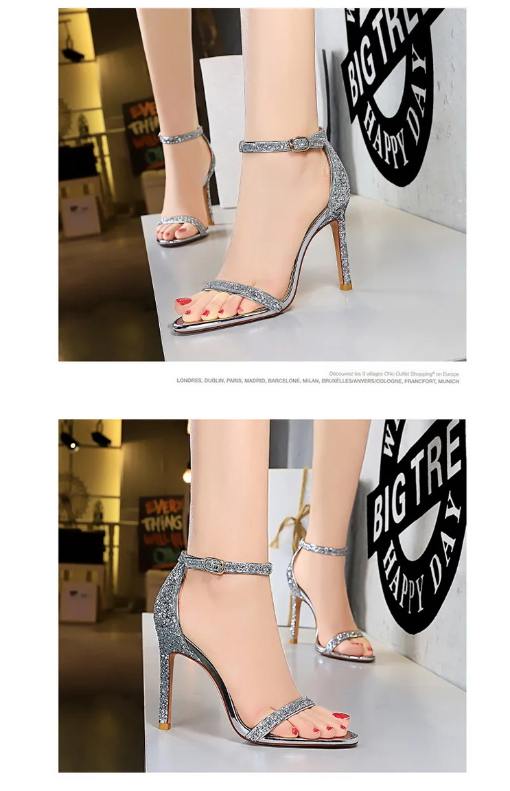 Shoes Sexy High Heels Women Pumps Sparkle Sequins Stiletto Heels 10 Cm Party Shoes Women Heels Summer Women Sandals New