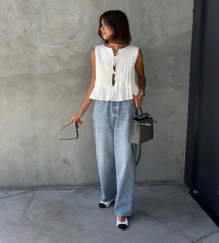 White Bandage Ribbed Tank Top Shirts For Women Hollow Out Sleeveless Slim Summer Fashion Vest Women's Lace-Up Vest Y2k Top
