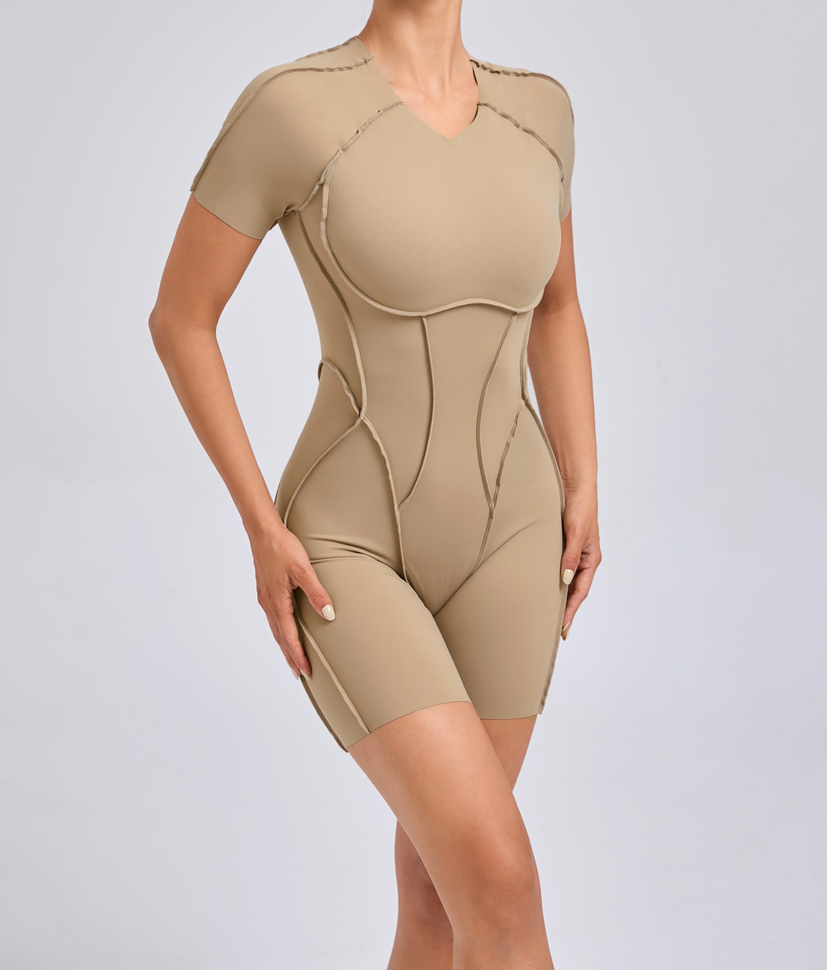 Three Dimensional Beauty Sports Yoga Jumpsuit One Piece Tight Short Sleeve Hollow Out Cutout out Beauty Back Jumpsuit Women Fitness Clothes