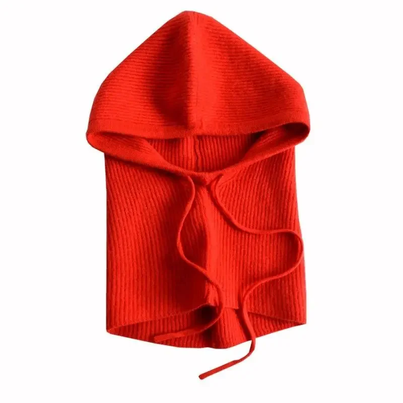 Unisex Knit Scarf Hood Hat Winter Women Faux Cashmere Beanie Bonnet Lady Wool Neck&Face Protect Balaclava Skullies Men Hooded
