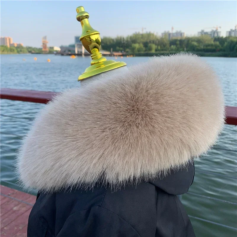 Soft Women Scarf Winter Faux Fox Fur Collar Furry Warm Thicken Men Parka Coat Hood Decor Fake Fur Shawl Luxury Scarves