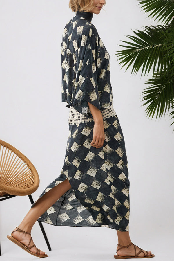 Nomad Diamond Print Kaftan Maxi Dress