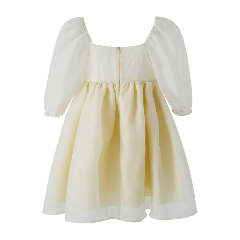 Puffy Dresses for Women y2k Aesthetic Solid Color Square Neck Bubble Sleeve Dress Sweet 2000s Party Dresses Streetwear