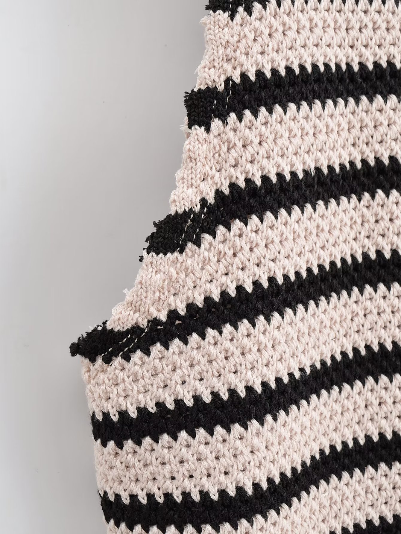 Fall Women Clothing Crew Neck Raw Edges Design Striped Vest Knitted Dress