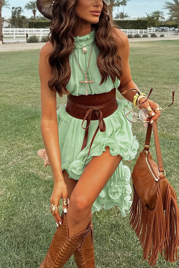 Romantic Drama Chiffon Wavy Ruffles Elastic Waist Loose Shorts