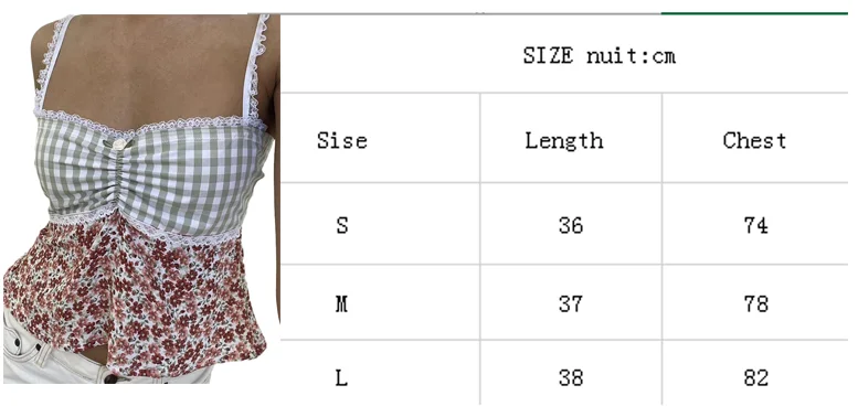 Plaid Floral Print Milkmaid Tops 00s Retro Coquette Camis Fairycore Y2K Lace Trim Backless Tie Up Crop Tops Chic Cute Mini Vest