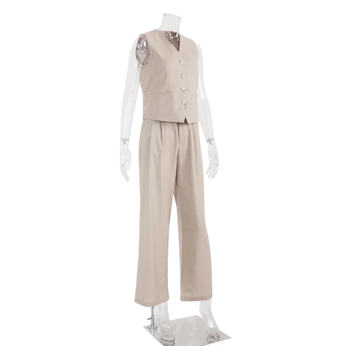 2 Piece-Set Fashion Women Wide Leg Trousers Patchwork High Waist Casual Straight Legg Outfits Vestidos Women's Pants Sets