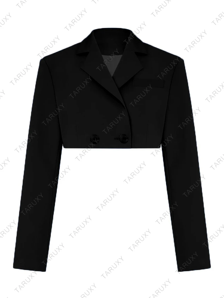Black Blazer Sets 2025 Fashion Two Piece Cropped Blazer Jacket Coat And Mini Skirts Sets For Women Casual Suit Streetwear