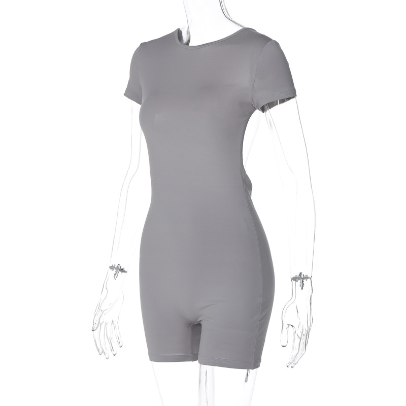 Women Wear Winter Sexy Backless Slim Fit Short Sleeved Jumpsuit