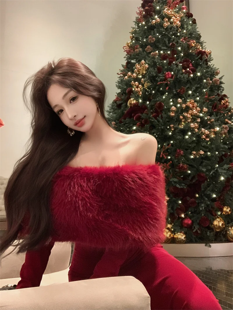 Fashion New Women Elegant Bodycon Midi Dress Long Sleeve Slim Solid Chic Vintage Christmas Party Prom Clothes Female Vestidos