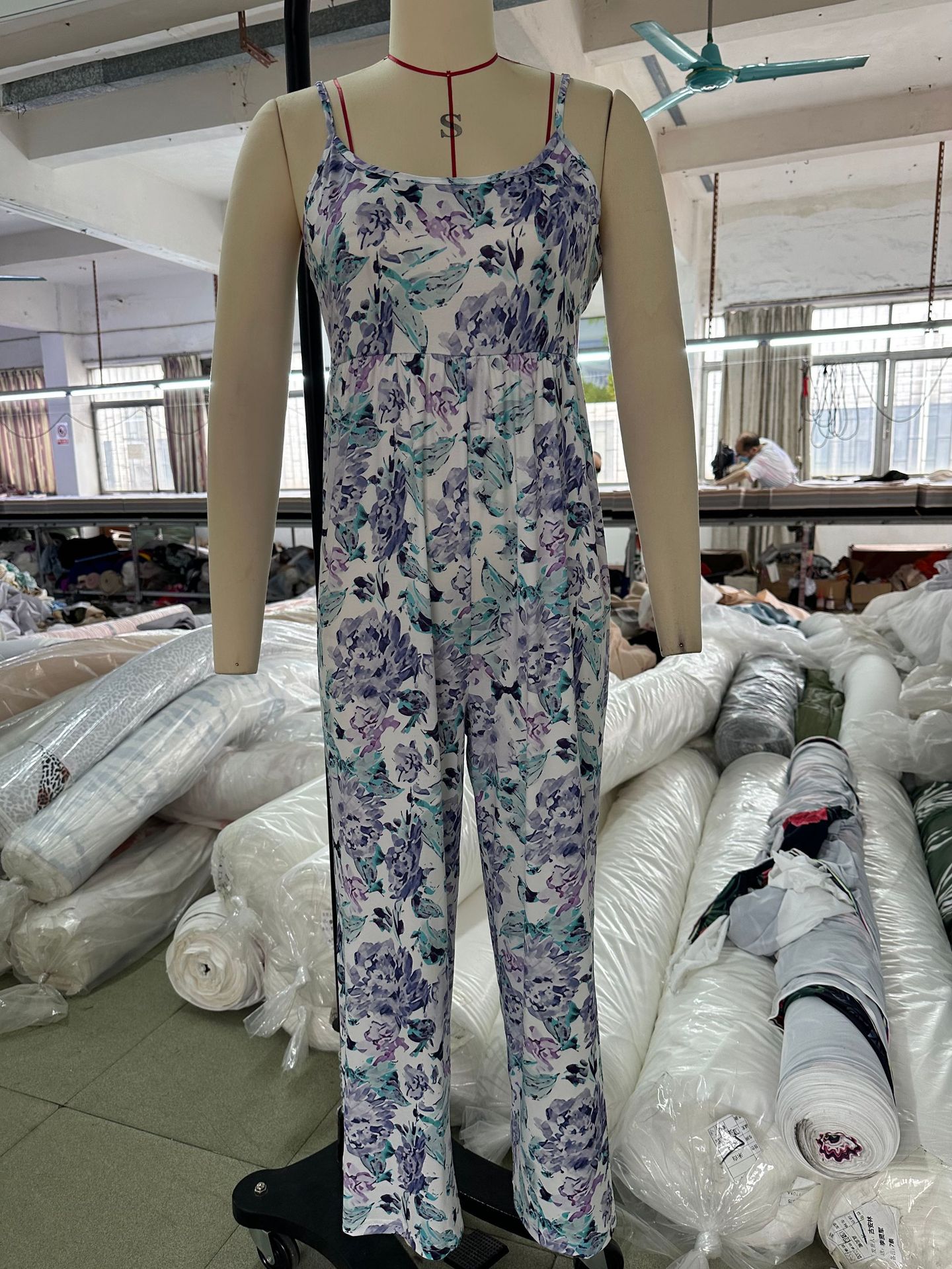Summer High Waist Wide Leg Jumpsuit Women Floral Strap Backless Jumpsuit Women