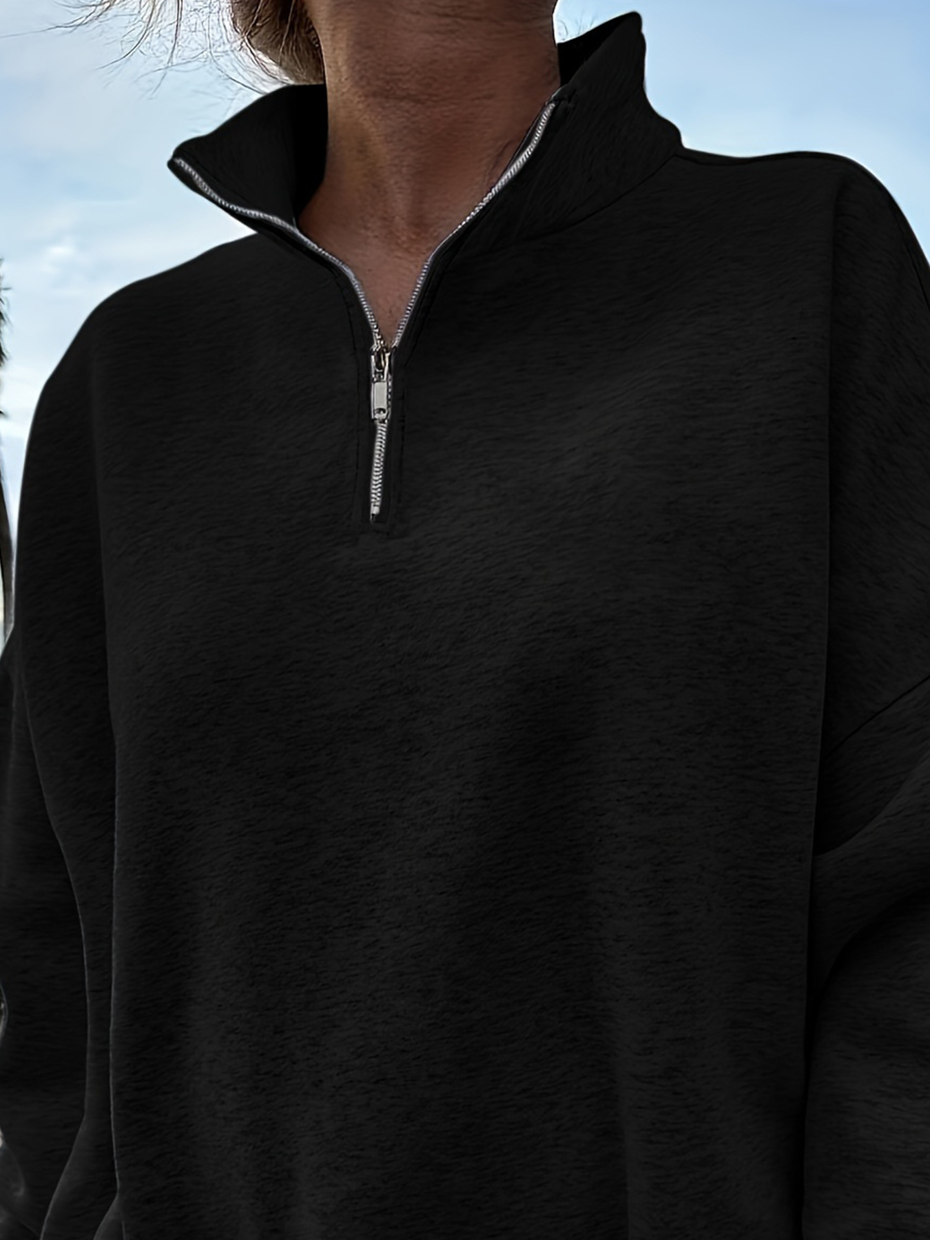 Sweatshirt Outdoor Autumn Winter Casual Loose Long Sleeve Sweatershirt Half Zipper Ladies