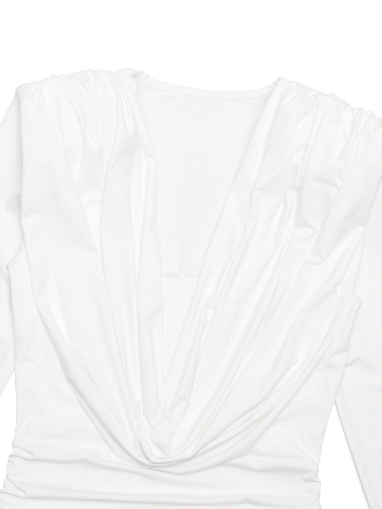 Modern Ruched Mini Dress With Deep V Neck For Women 2026