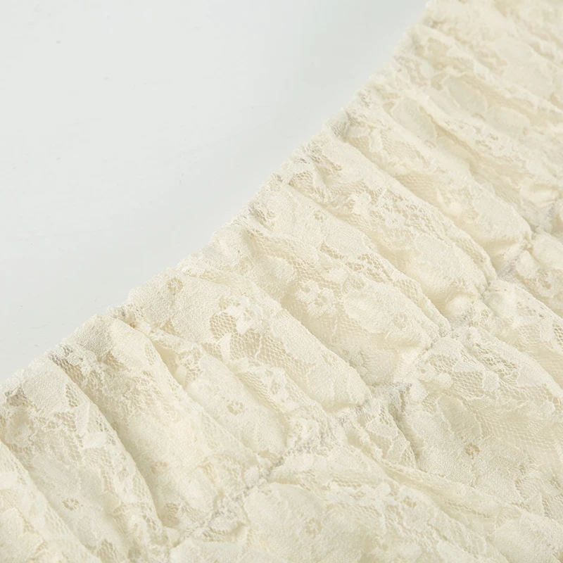 Sweet Cute Balletcore Women Mini Skirts Solid Lace Bow Ruched Cake Skirt Spring Summer Trendy Clothes