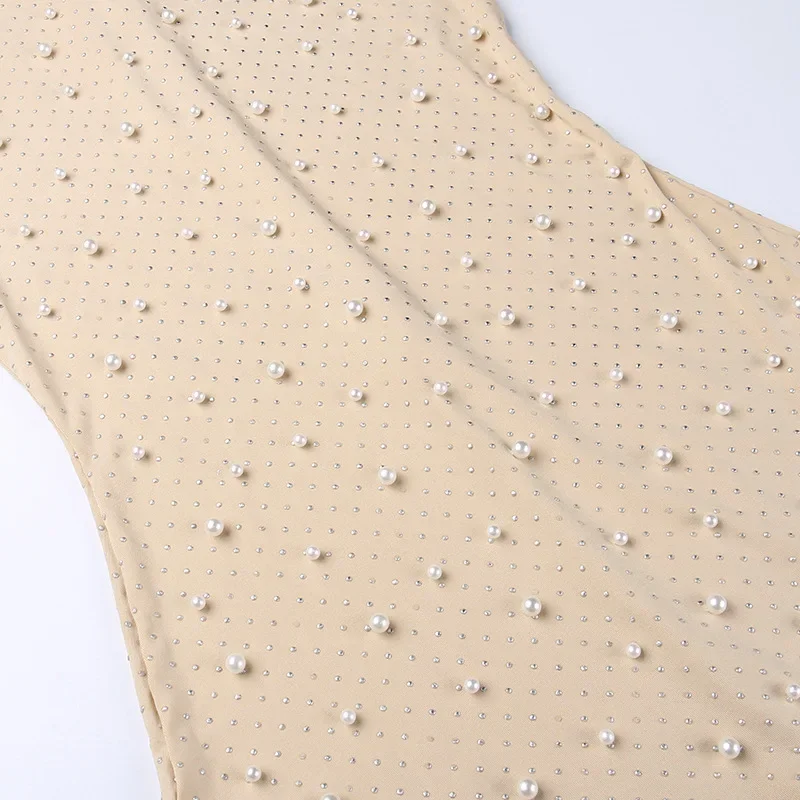 Bodycon Rompers Beading Playsuit Women Y2k Clothes Sleeveless Combinaison Femme Sexy Bodysuits O-Neck One Piece Club Outfit