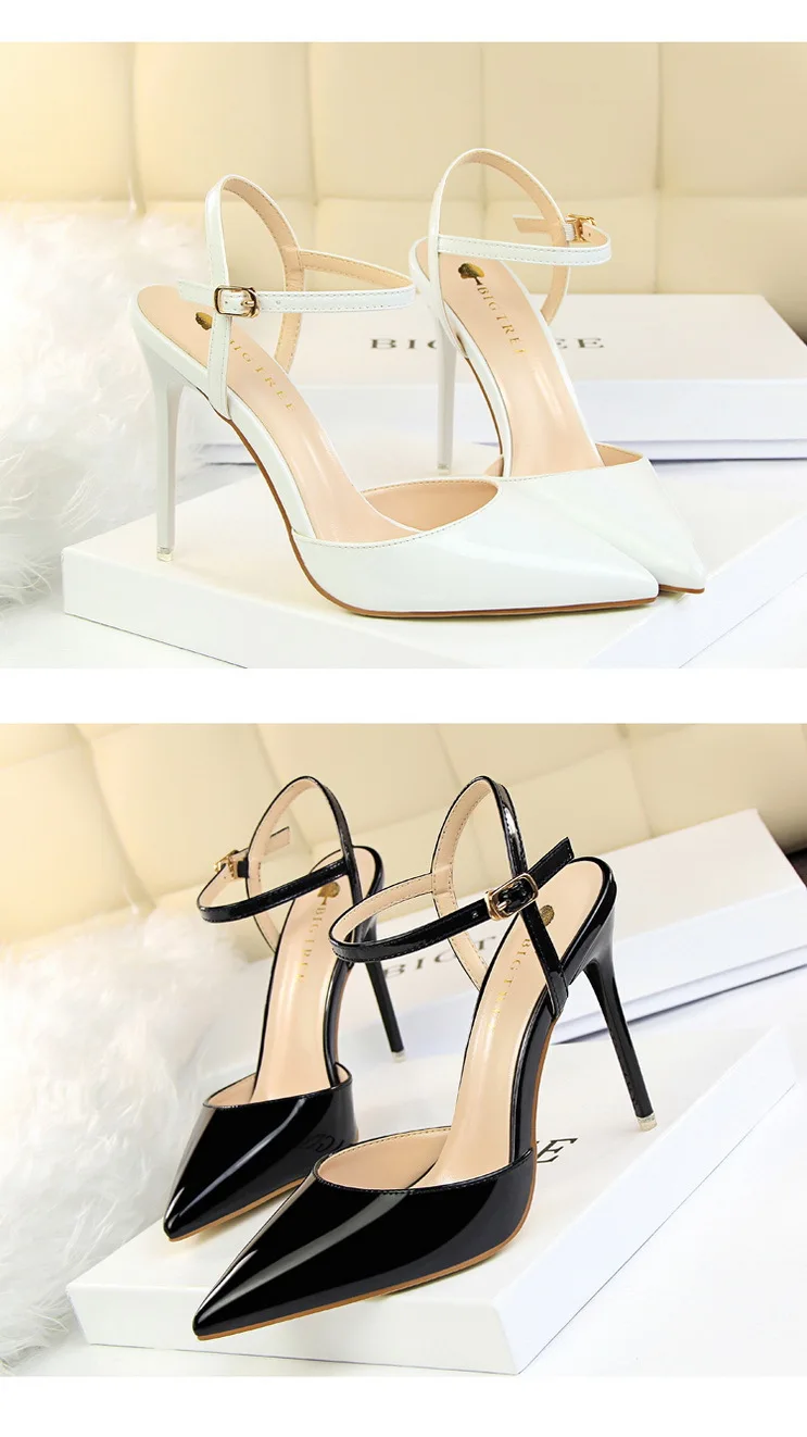 Shoes Fashion High Heels Shoes Patent Leather Woman Pumps Sexy Women Heels Blue Sliver Stiletto Heels Women Sandals