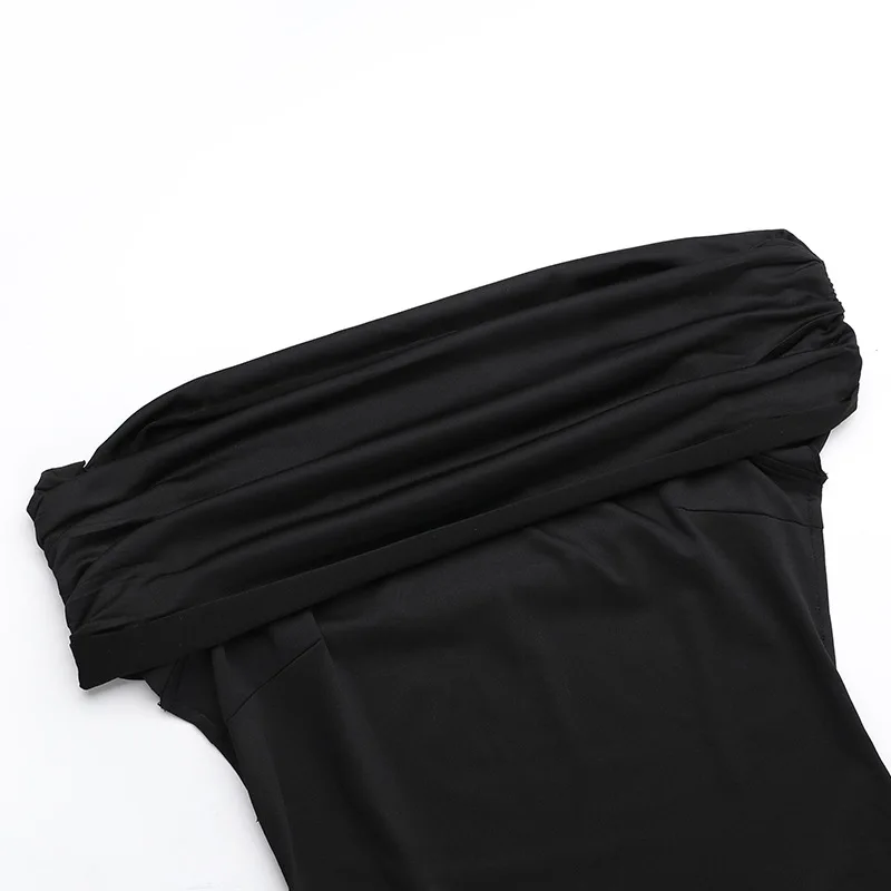 Strapless Backless Sexy Maxi Dress For Women Black Solid Off-shoulder Sleeveless Bodycon Club Party Long Dress Elegant