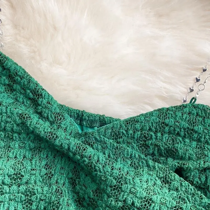 Sexy Streetwear 90s Crop Top Women Korean Fashion Tube Tops Sleeveless With Strape Tank Top Camis Chain T Shirt