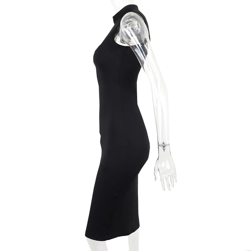 Sexi Night Dress Hot Club Outfits Women One Piece Aesthetic Clothes Sleeveless Bodycon Vestidos De Mujer Zipper Black Streetwear