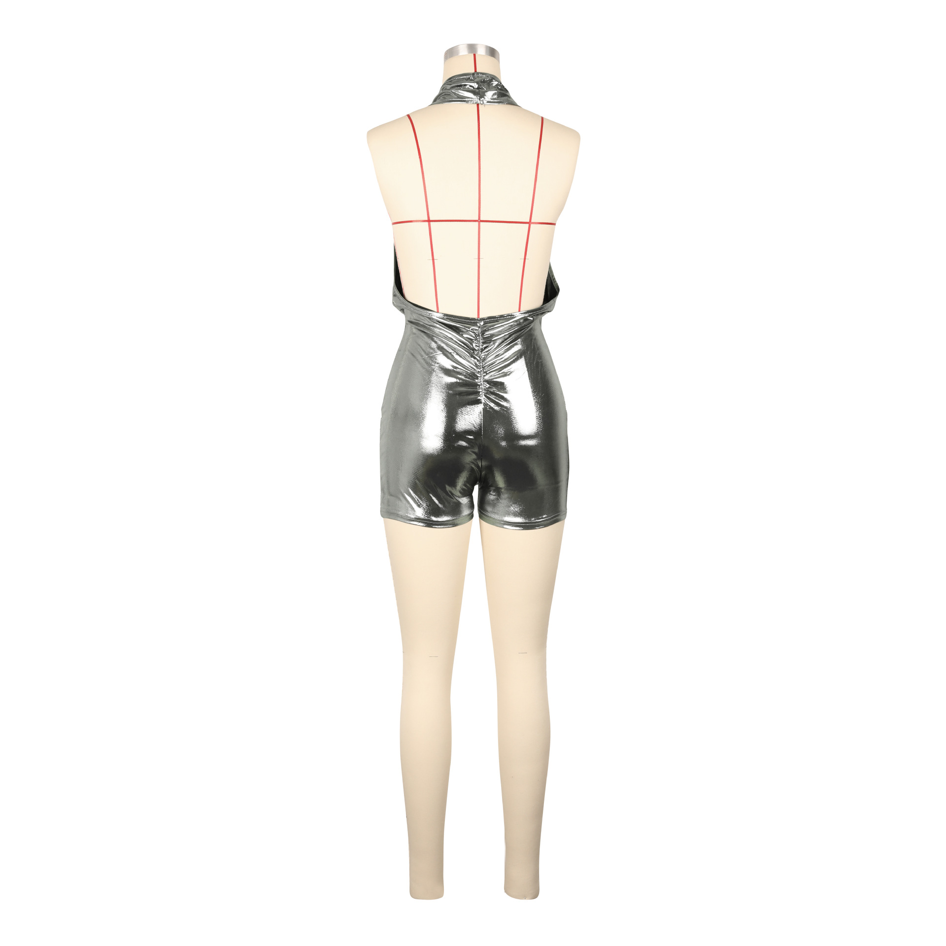 Women Clothing Sexy Jumpsuit Deep V Plunge neck Backless Pants Shorts Party
