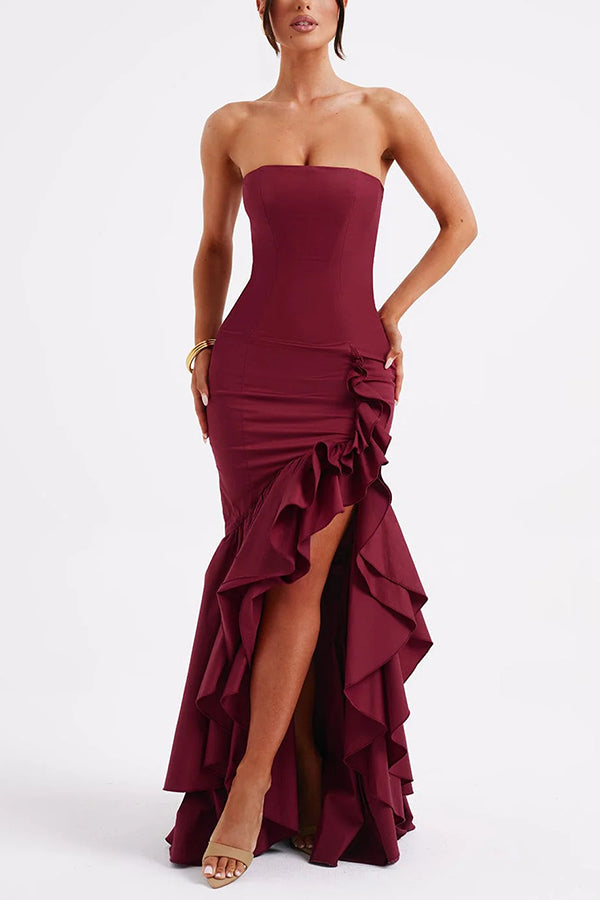 Ladies' sexy off shoulder, sexy off shoulder strapless, hip hugging, irregular wave fashion party dress