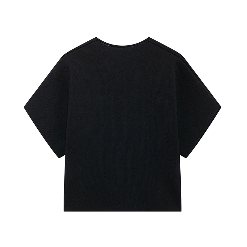 Fashion Knitted Vest Top for Women Short Sleeve V-neck Buttons Loose White Waistcoat Cardigan Female Autumn New in Outwears