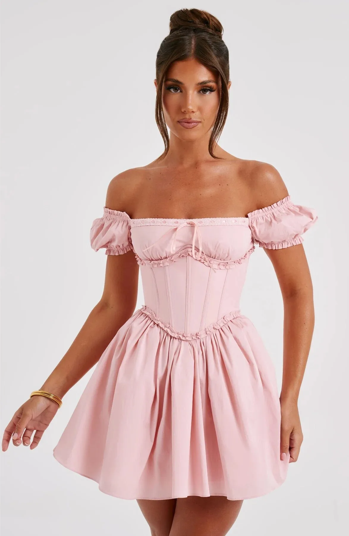 Elegant Sleeveless Tight Pleated Dress For Women Autumn New Sexy Backless Short Skirt Party Club Slim Evening Dress