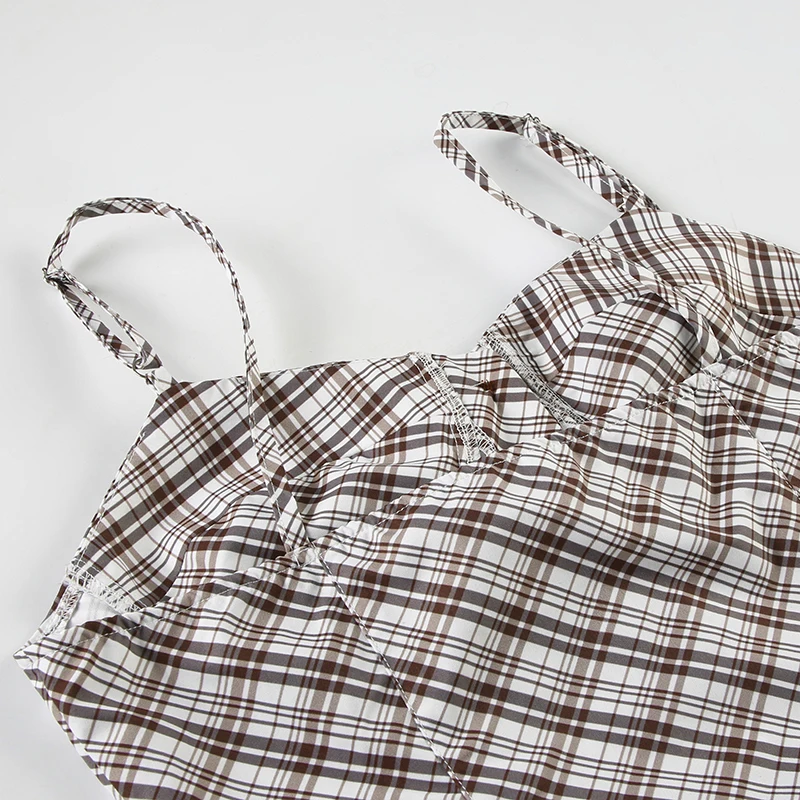 Y2K Women Plaid Vest Sweet Style Retro Buttons Slit Hem Camisole Aesthetic Chic Fashion Tank Top Summer Outfits 2025