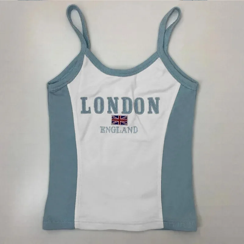 Cross border short slim-fit letters Europe and the United States top Y2K women's summer halter vest crop sexy clothing street