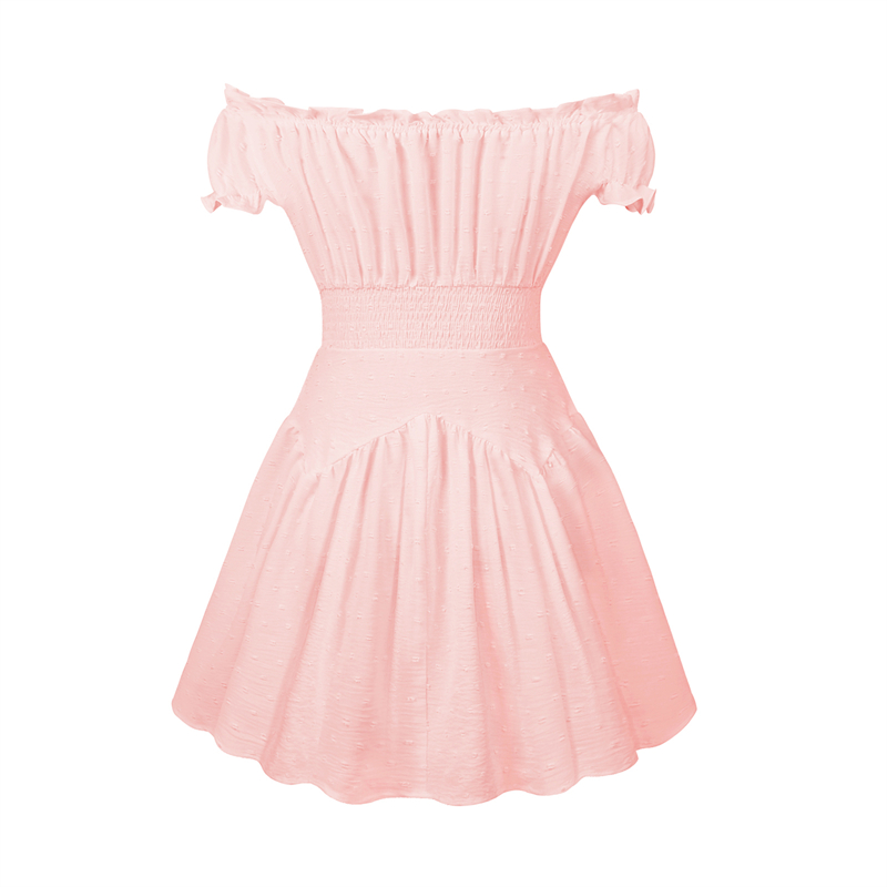 Swiss Dot Dress Women Summer Clothes Off Shoulder Short Sleeve High Waist Mini Dress Elegant Ladies Dresses Clubwear