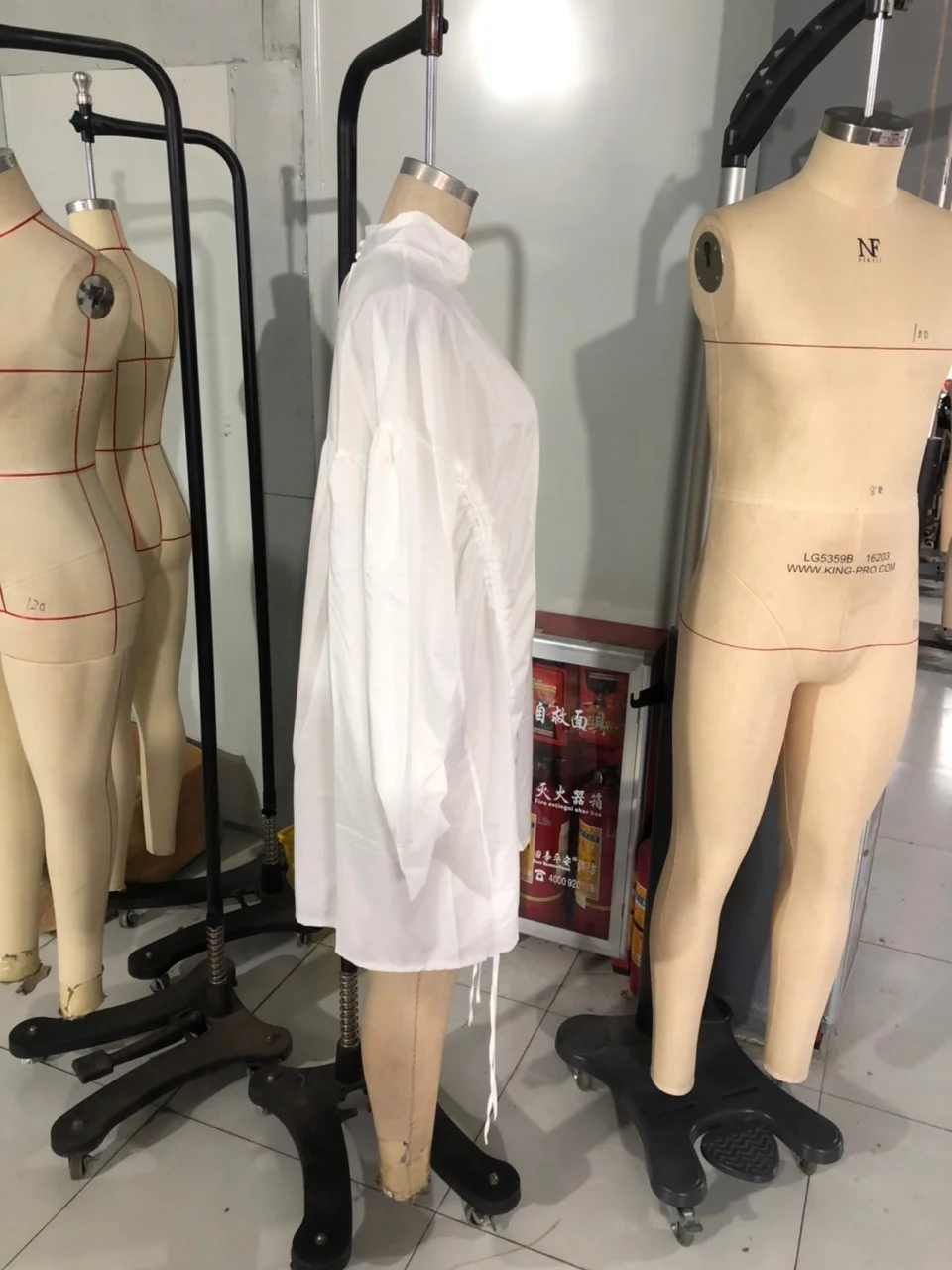 Plus Size Half Turtleneck Fold Design Shirt Dress Lantern Sleeve Loose Mock Neck Straight Drawstring Women's Dress