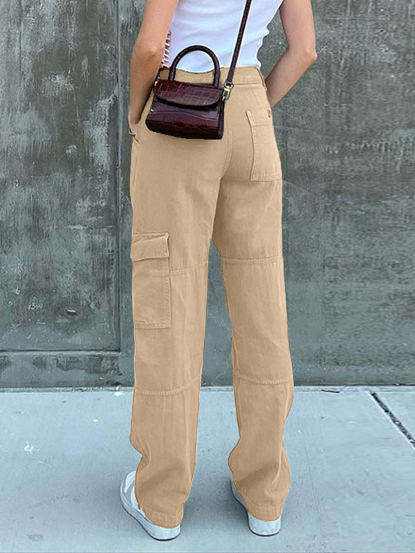 Pocket Patched Straight Cargo Jeans