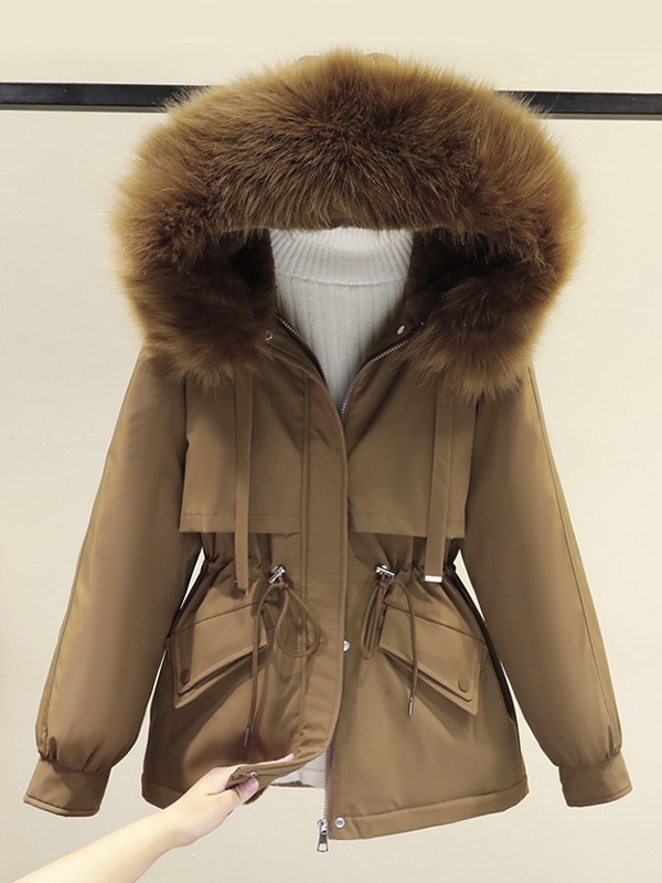 Faux Fur Hooded Parka Coat