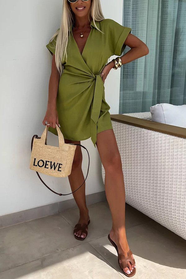 Women's new lace-up street lapel jumpsuit INS casual loose holiday jumpsuit